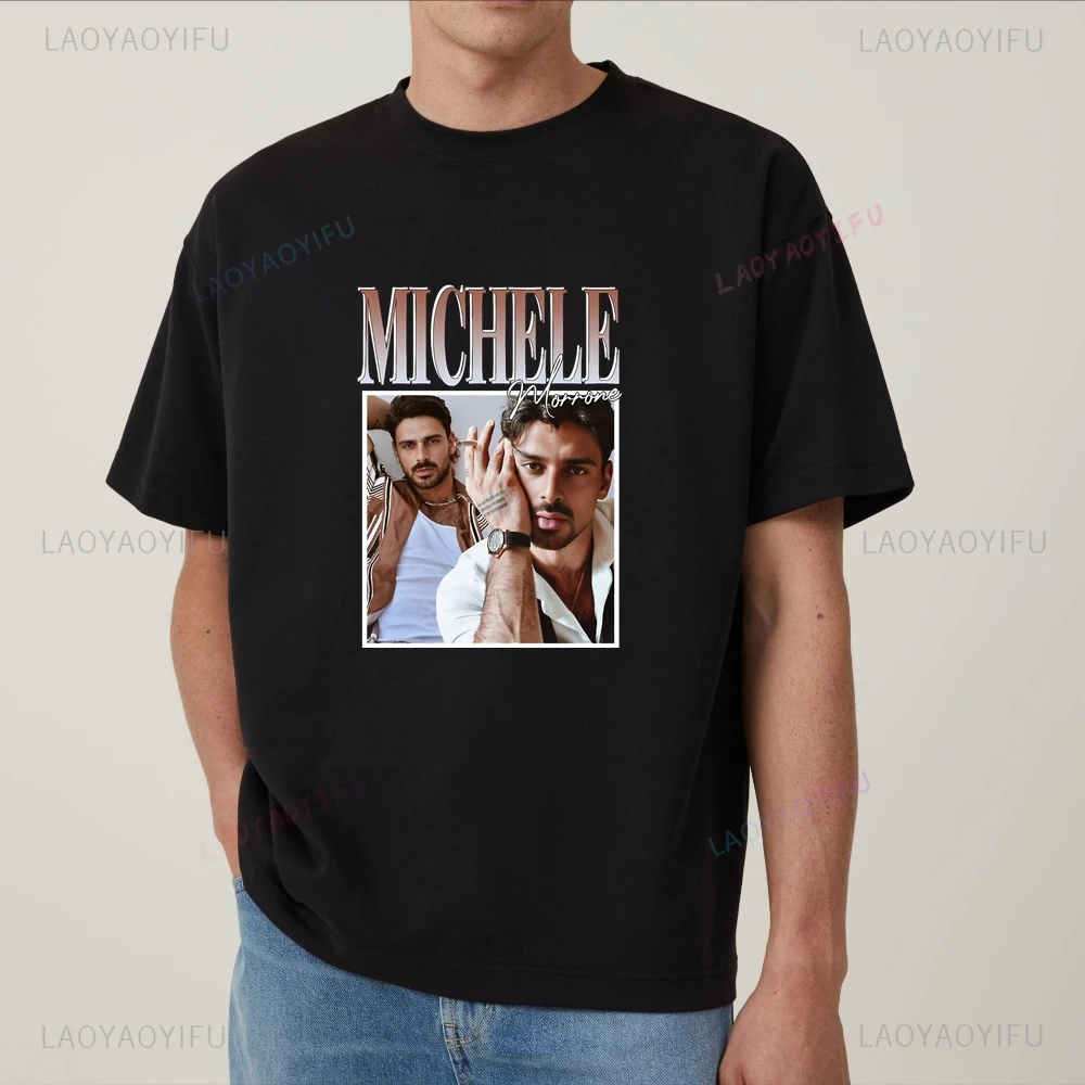 قميص Michele Morrone Fan: تي شيرت أداء الفيلم - قميص بأكمام قصيرة مناسب لكل من الرجال والنساء