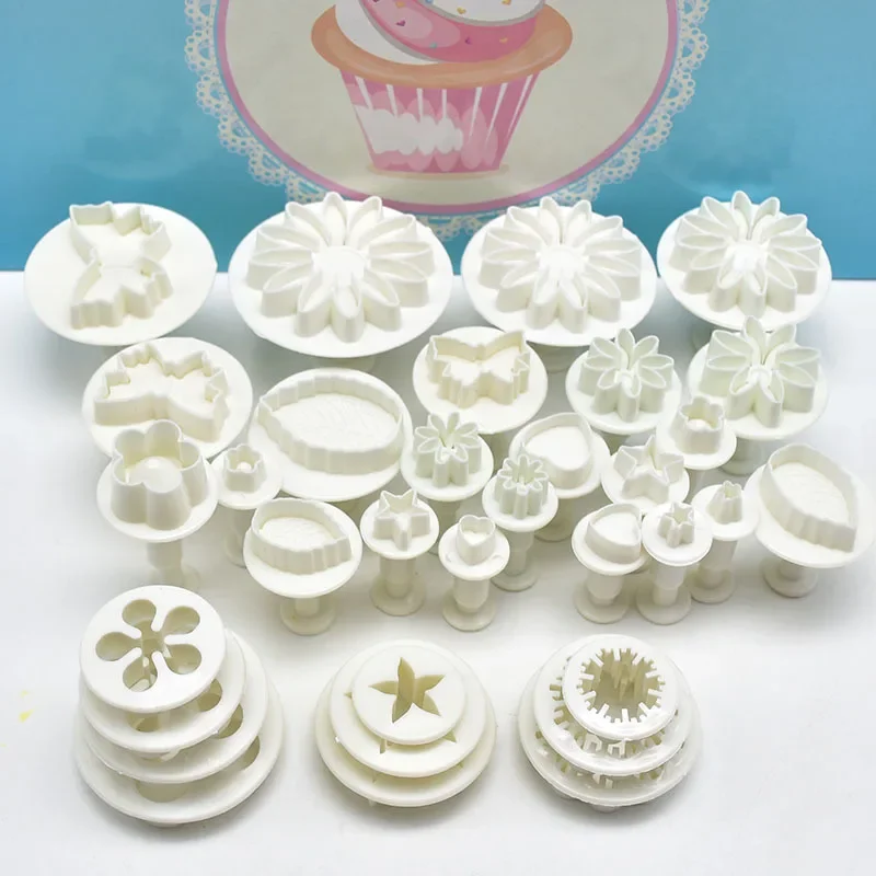 33PCS/ Set Plunger Cutters Fondant Cutter Cake Cookie Biscuit Mold DIY 3D Decorating Tools Baking Supplies Biscuit Mould