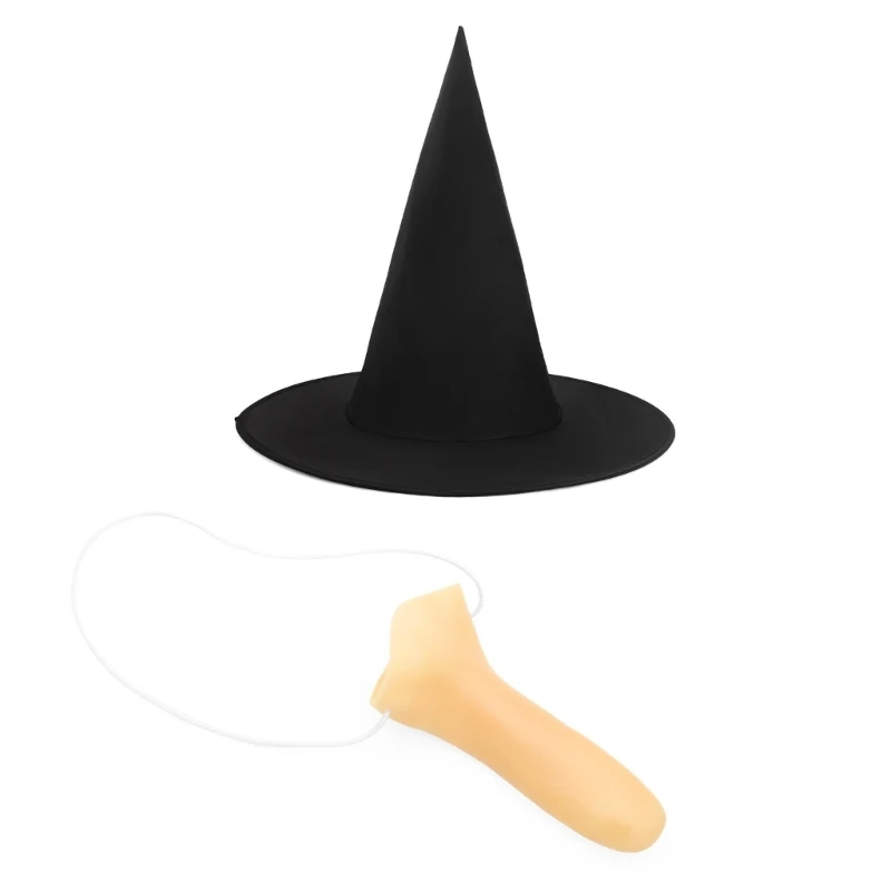 Chapéu bruxa feminino com acessório fantasia bruxa artificial para mulheres cosplay