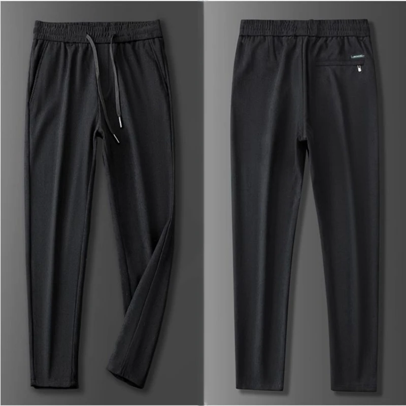 سراويل تقليدية للرجال Thiened فضفاضة تناسب ملابس العمل للشباب سراويل طويلة مخططة مقاس كبير سراويل مستقيمة الساق للخريف والشتاء Faion