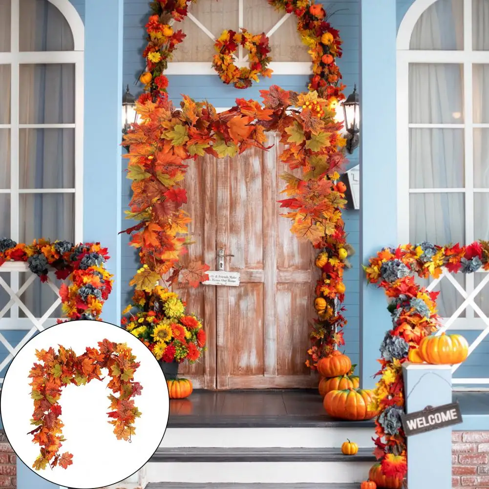 175CM Artificial Maple Leaf Garland Home Garden Hanging Faux Plant Leaves Vine Halloween Fall Harvest Festival Decoration