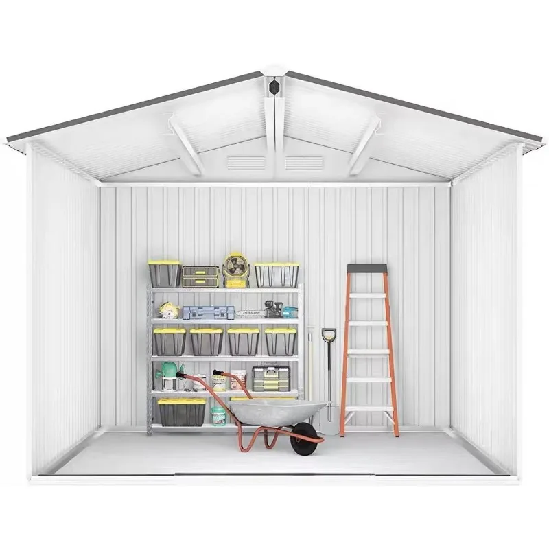 Outdoor Metal Garden Shed Waterproof Steel Frame Easy Assembly Nature Type Storage Unit for Backyard Tool Room Pressure Treated view 4
