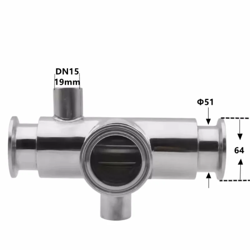 

Clamp Φ51mm OD64mm Thermal Insulation Tee,SS304 Double-Layer Insulated Elbow Pipe,Jacketed for Recirculating Hot Water/Steam