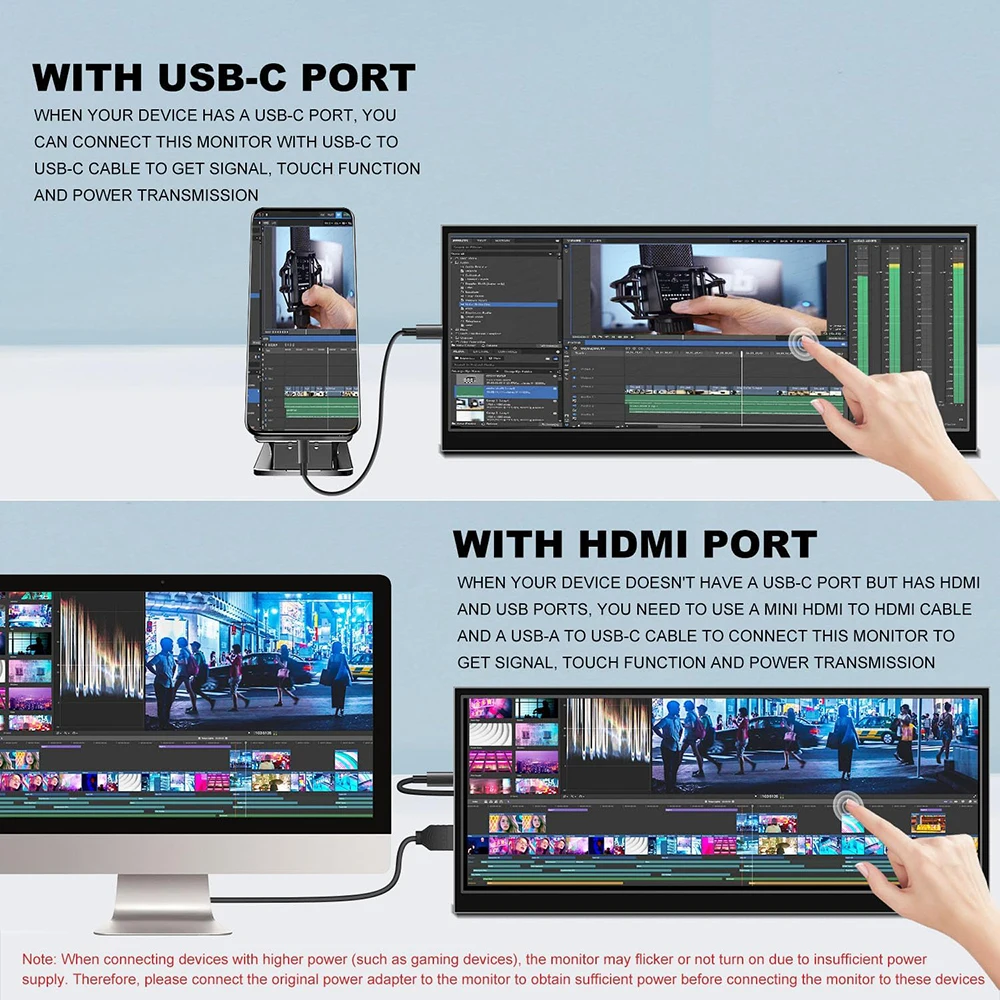 12.3‘’ Touch Portable monitor LCD Display IPS 1920x720 Extended Monitor for Raspberry Pi 5 4 3 Laptop PC GPU CPU Monitoring