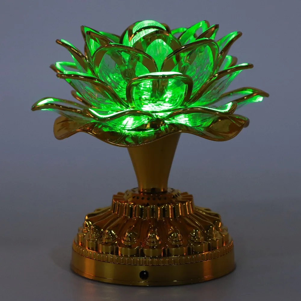 ABS Color Changing Flower LED Lamp colorful 5.51x3.54in Dual Power Worship Lamp LED Buddhist Space Decor Light