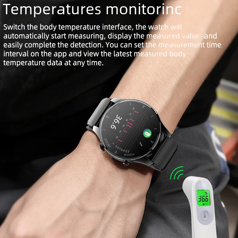 2024 neue Luftpumpe Airbag genaue Messung Blutzucker Smartwatch Männer Blutdruck Fitness Sport Smartwatch für Android Xiaomi