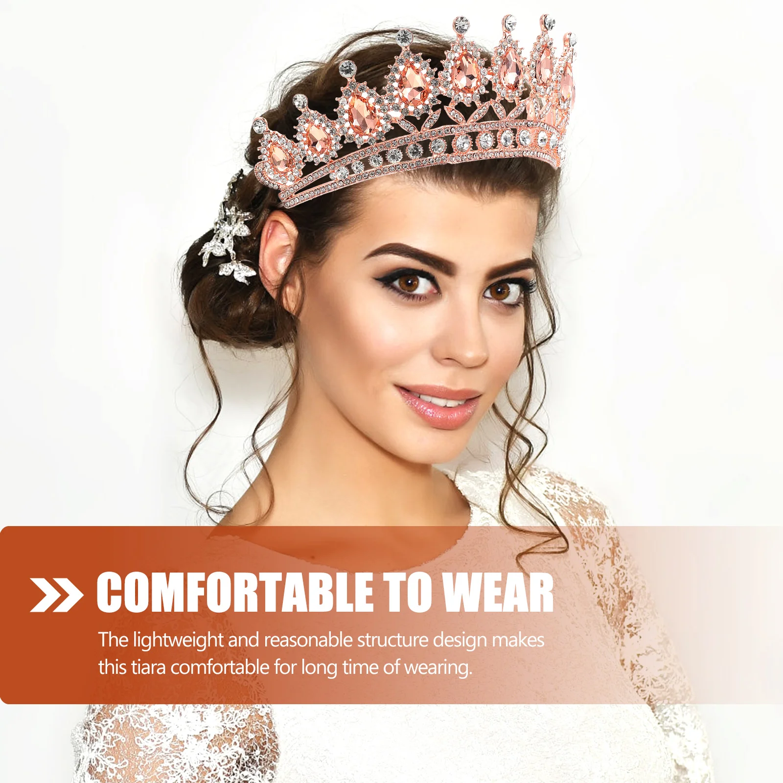 

Wedding Bride Tiara Rhinestone Crown Elegant Headpiece for Women Girls Party Proposal Decoration Comfortable Lightweight Design
