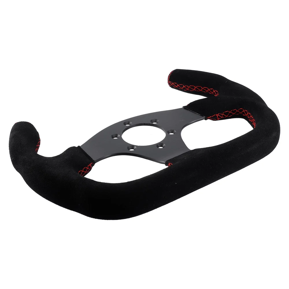 325mm Flat GT Steering Wheel Suede Racing Car/Game Rims Anodized Aluminum Black with Horn Button