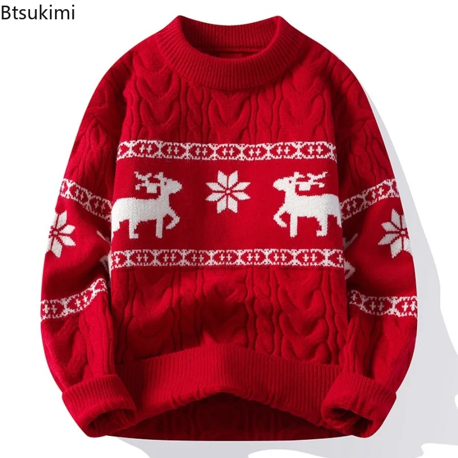 

Осенне-зимние рождественские свитера, мужские вязаные джемперы с длинными рукавами и круглым вырезом, топы с винтажным узором, вязаные крючком мужские свитера, пуловеры