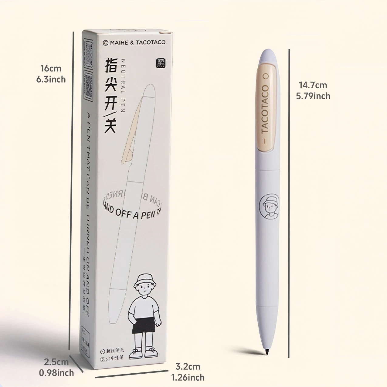 Press-on Fingertip Switch Gel Pen Cute Cartoon Style 1 Pen + 2 Black Ink Refills Student Stationery F7836