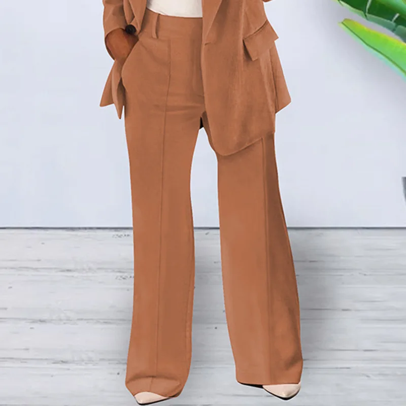 Spring Autumn New Solid Color Women Pants Fashion Women Temperament Cardigan Blazer Long Trousers Commuting Lady Clothing