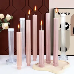 Multi Size Stripe Long Pole Candle Plastic Mould Line Cylinder Candle Holder Acrylic Molds Artist Column Making Tool Party Decor