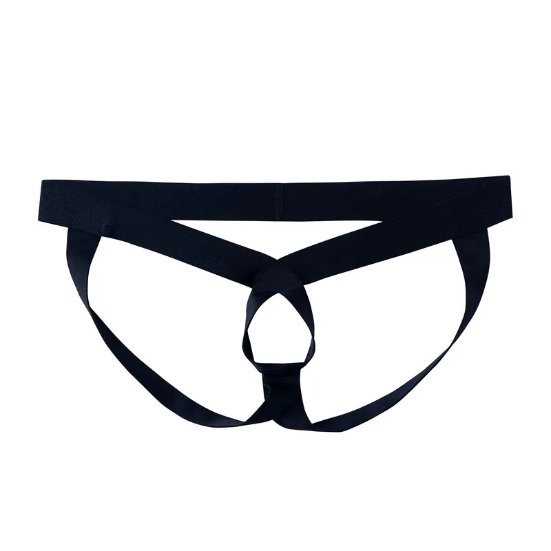 Sexy men's double thong with raised buttocks and empty hanging rings, sexy thong, letter trendy men's underwear