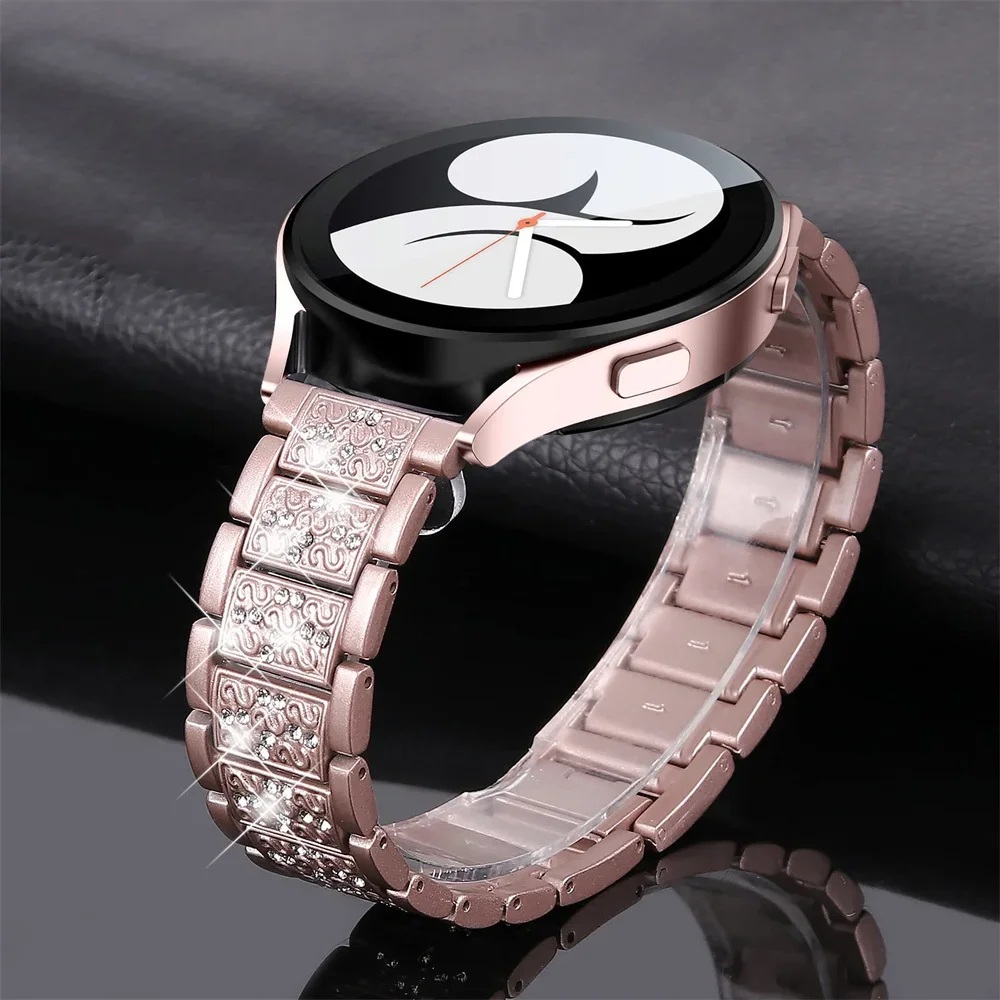 Diamond strap for Samsung Galaxy Watch 7/FE/6/5/4/Classic/5/pro 40mm 44mm Metal 20mm 22mm link Bracelet huawei gt 5/4/3/2 band