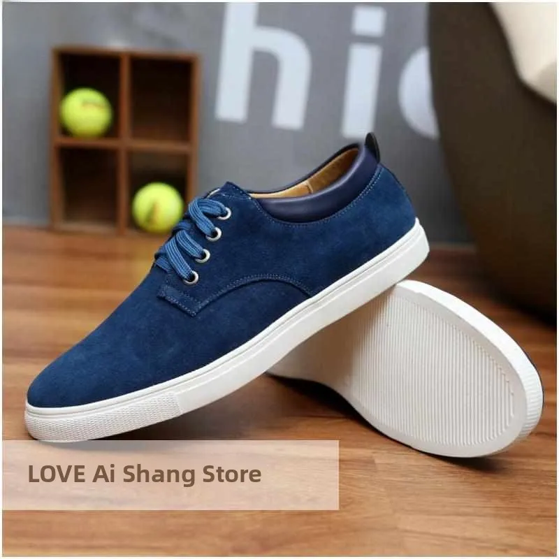 

Large Size Men's Casual Sneakers Comfortable Breathable Leather Low Top oes for Youth Sports Leisure round Toe Rubber Outsole
