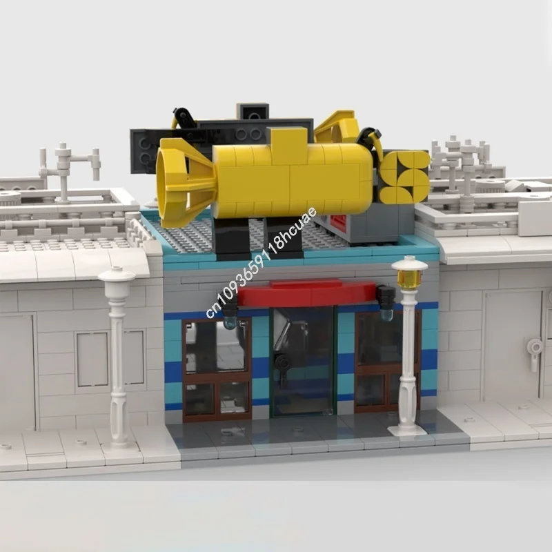 

733 шт. MOC прогулка через дополнительный магазин, модульная модель здания, рождественские подарки, блоки, строительная игрушка, сборка, сделай сам, образование для детей