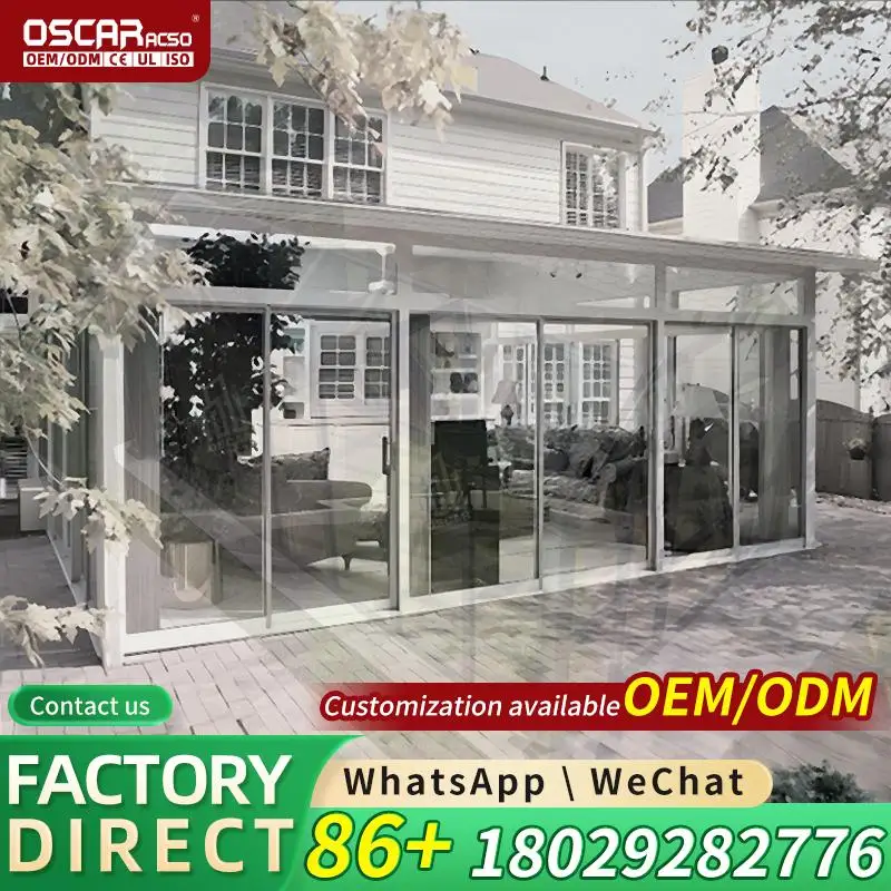 Low E Tempered Glass Aluminum Frame Sunroom Sliding Open Free Standing for Hotels Customizable for Patio Backyard in US sunroom
