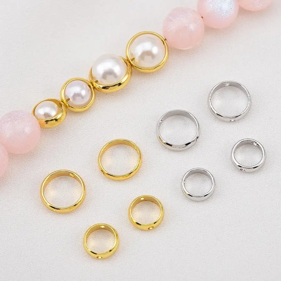 1/5/10/20/50/100pcs Items: Round Metal Copper Bead Rings with Double Holes, Double-Hole Ring for Necklaces, Bracelets, Round Bea