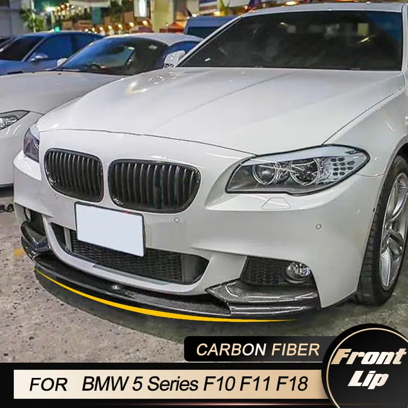 Front Bumper Lip Spoiler for BMW 5 Series F10 F11 F18 528i 550i M Sport 2013-2016 Car Front Lip Chin Apron Body Kit Carbon Fiber