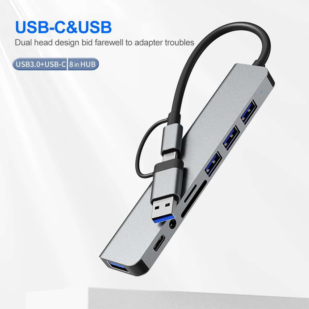 USB C Hub 8 In 2 Type C Splitter USB 3.0 HUB Type C to USB OTG Adapter  USB Dock Station for MacBook Notebook Laptop Computer