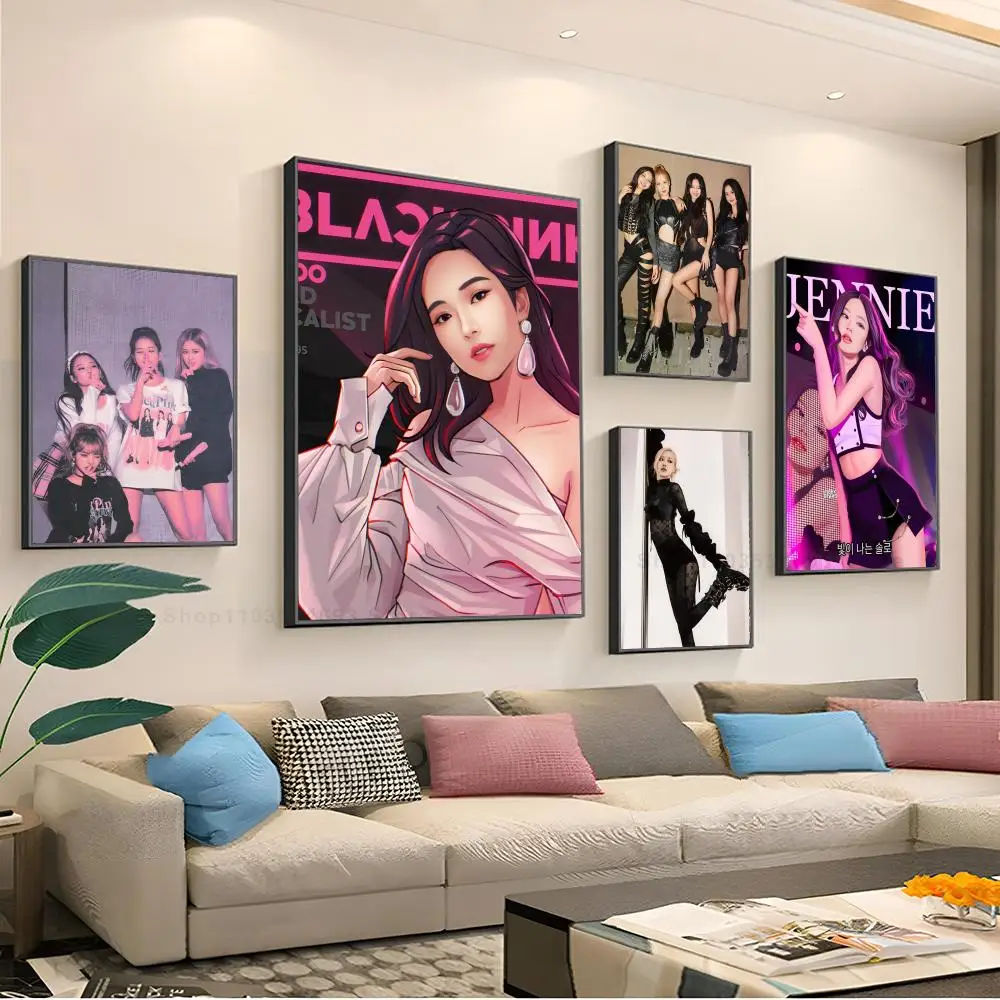 Kpop Poster Paper Print Home soggiorno camera da letto ingresso Bar ristorante Cafe Art Painting decorazione B-Blackpink-k