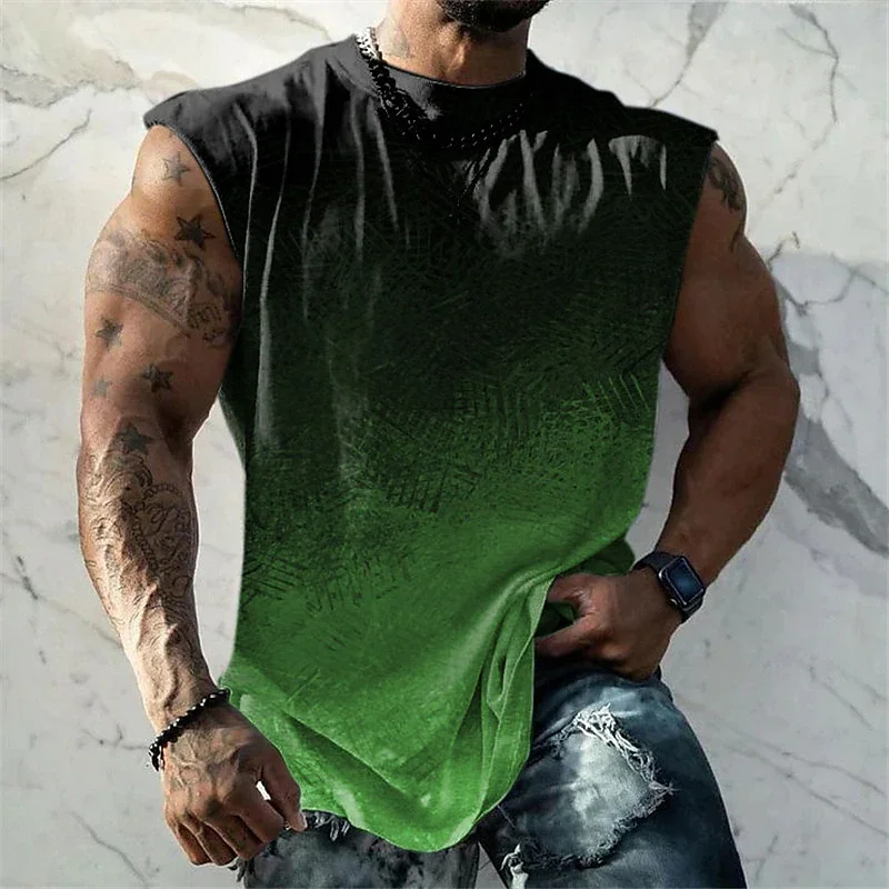 Men's 3D Print Vest Top Sleeveless T Shirt for Men Graphic Gradient Fashion Designer Muscle Daily Sports Gym T shirt  Sleeveless