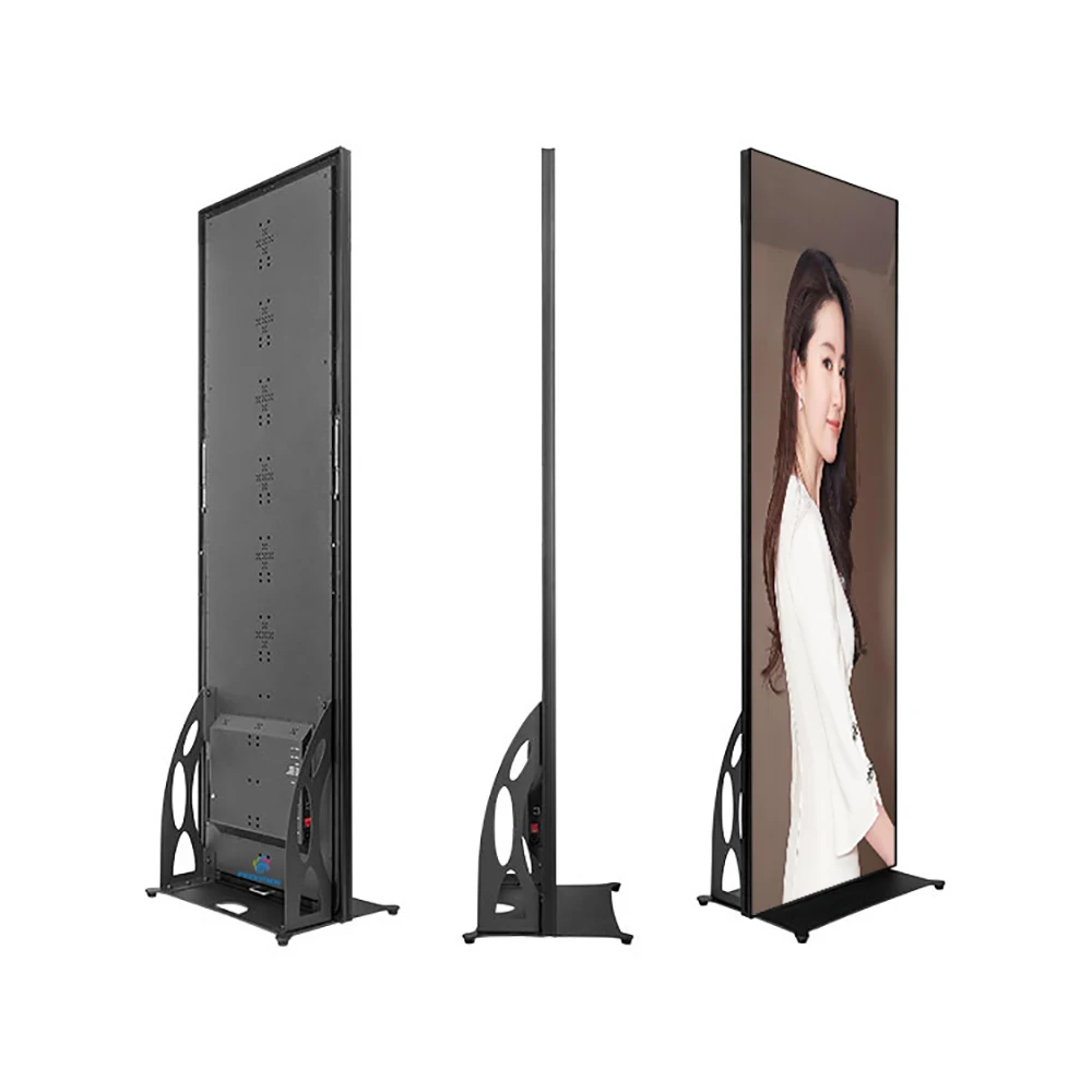 RGB Indoor Ultra Thin Portable Wifi 4G Control P2.5 Indoor Floor Standing Led Mirror Screen Digital Signage Display Led Poster