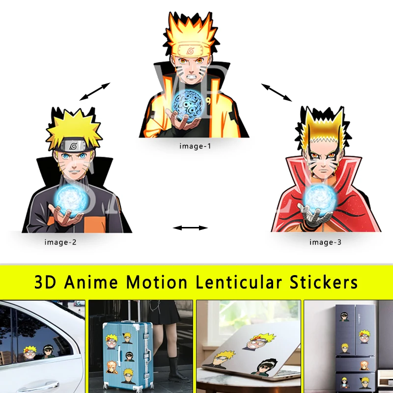 Naruto 3D Anime Motion Lenticular Sticker Waterproof Decals for Cars,Laptop, Refrigerator,Suitcase,Wall Etc Toy Gift