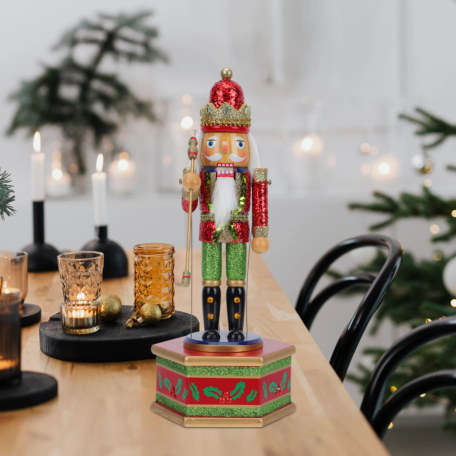 

Wooden Iron Box Beautiful Melody Desktop Adorn Xmas Decor Gift Low Price High Quality Nutcracker Scene