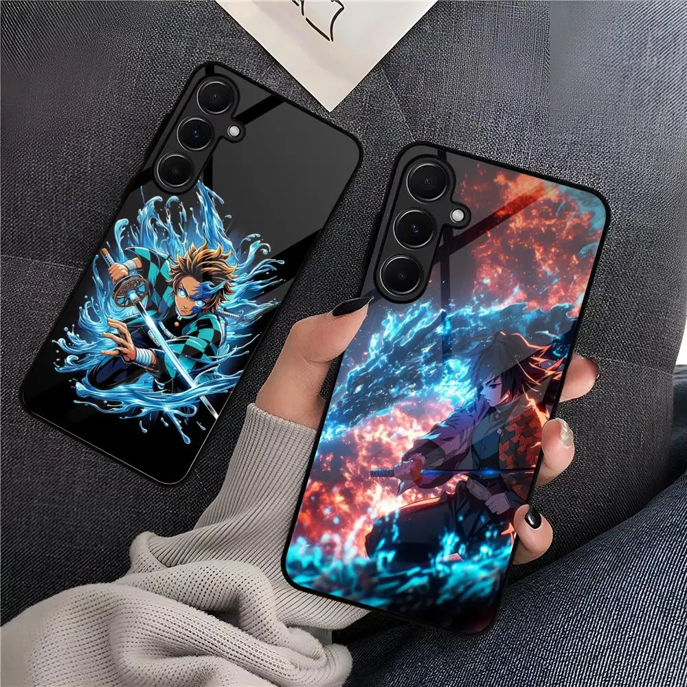 Чехол для телефона Demon Slayer MINISO для Samsung S25 S24 Ultra 23 Fe 22 Plus Galaxy A54 A55 A16 A13 A24 A15 A25, стеклянная крышка