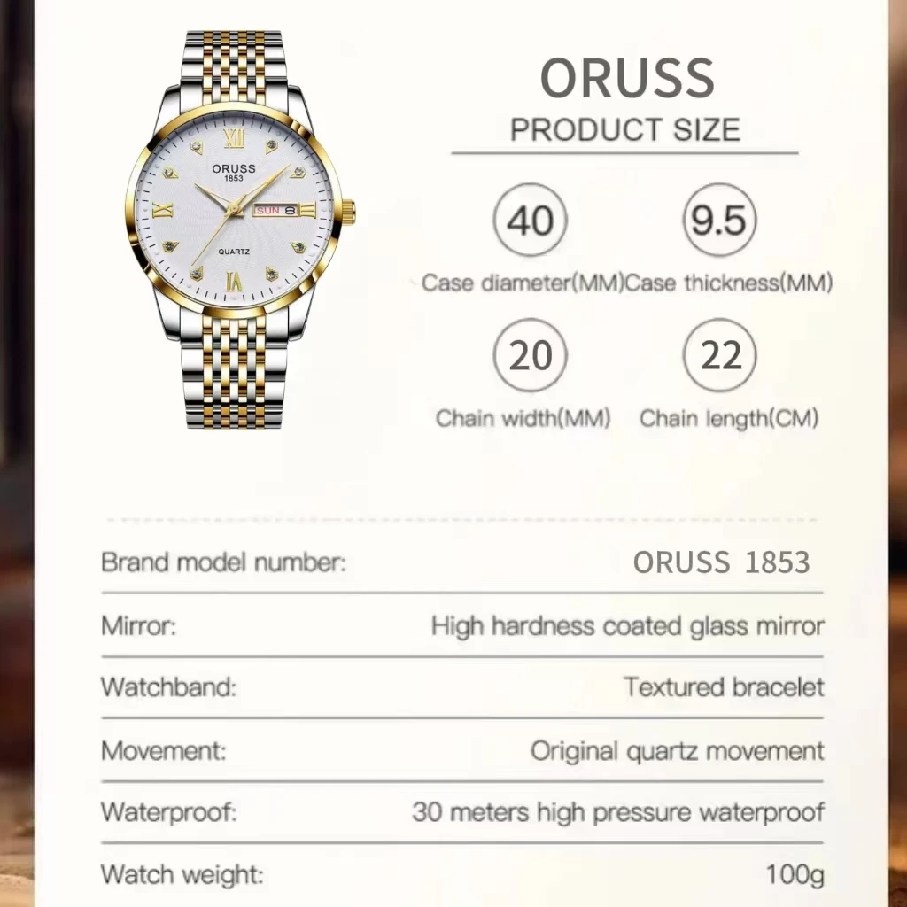 ORUSS Original Luxus Quarz Leuchtende Uhr herren Uhr für Männer Freeshiping Mode Armbanduhren Edelstahl Wasserdicht Neue