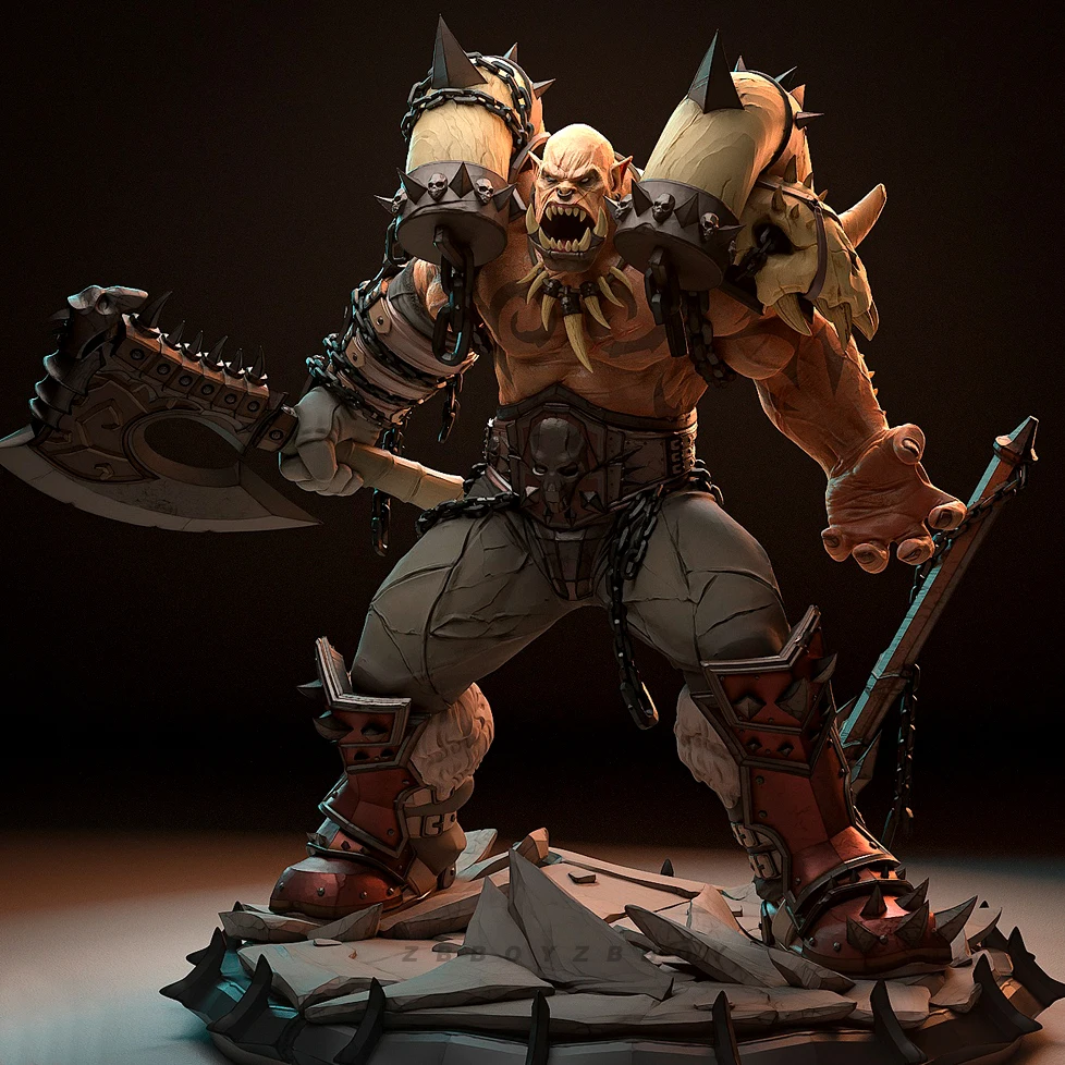 Orc Warrior 50mm 75mm 90mm Resin Soldier White Model DIY Coloring Self-assembly Miniatures 3D Printed Figurines