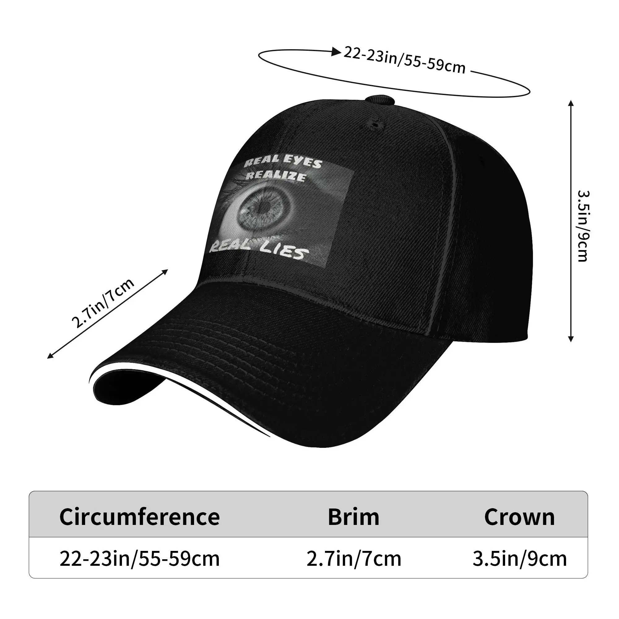 Real eyes realize real lies Sun Baseball Cap Spring Unisex Men  Print Hip Hop Hats High Quality Vintage Kpop Rock Baseball Caps
