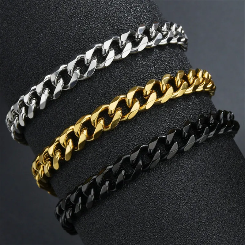 LETAPI, pulsera de cadena cubana de acero inoxidable a la moda para hombres y mujeres, pareja de Hip Hop, muñeca Unisex, joyería de mano, regalo para fiesta