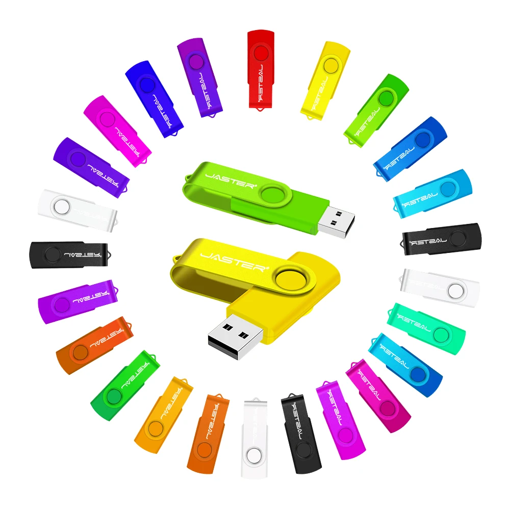 JASTER Yellow USB Flash Drives 128GB Rotatable Memory Stick 64GB Creative gift USB Stick 32GB Plastic Pen Drive 16GB 8GB 4GB