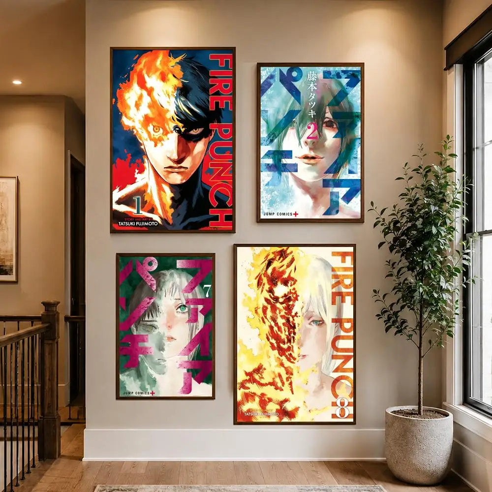 Manga Dark Fire Punch Fujimoto Poster HD Waterproof PP Self-Adhesive Removable Wall Art Poster Bedroom Cafe Gym Home Decor Gift