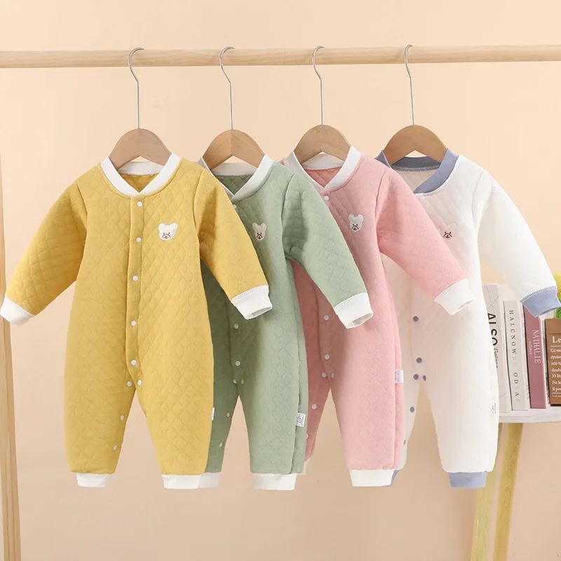 Infant Autumn/Winter Romper Suit - Pure Cotton One-Piece 0-9 Months Baby Thermal Underwear Newborn Clothing Crawling Suit