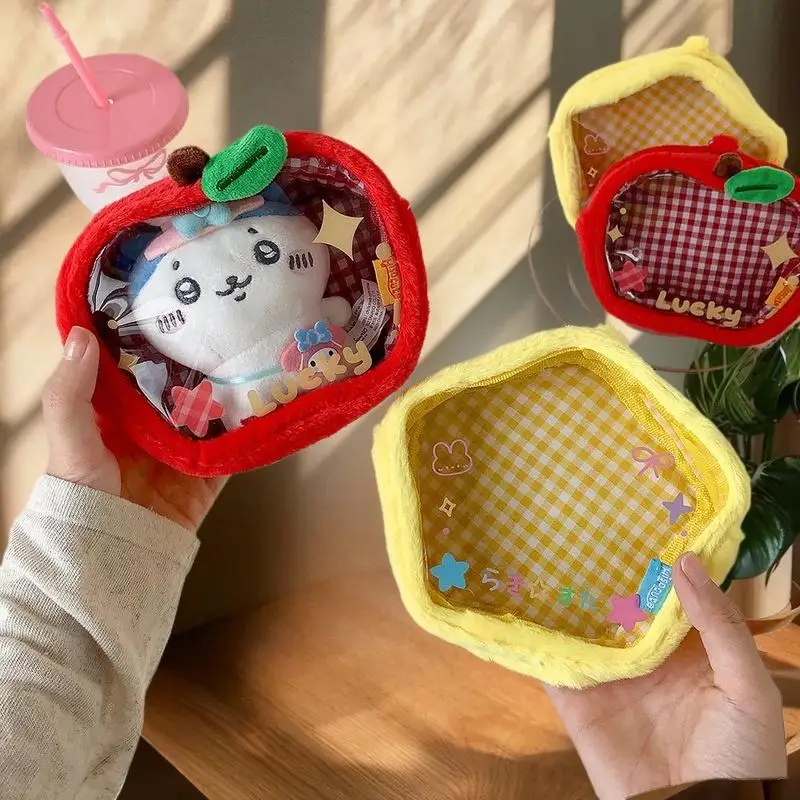 1 peça mini organizador de armazenamento saco apple estrela pelúcia itabag bonito bolsa de moedas chaveiro carteira brinquedo transparente