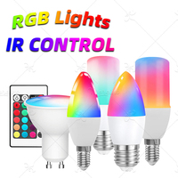 Smart LED RGB Lamps Spotlight Bulb E27 E14 GU10 B22 AC110V 220V Bombillas LED 5W IR Remote Control Party Bedroom Colorful