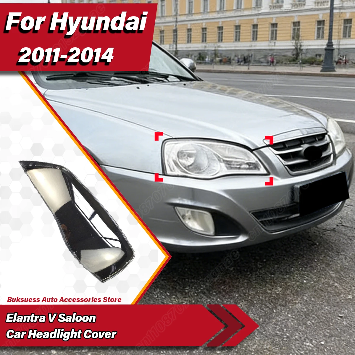 

Для Hyundai Elantra V Saloon 2011-2014: Сменная крышка/корпус передней фары, качество OEM, высокая прозрачность