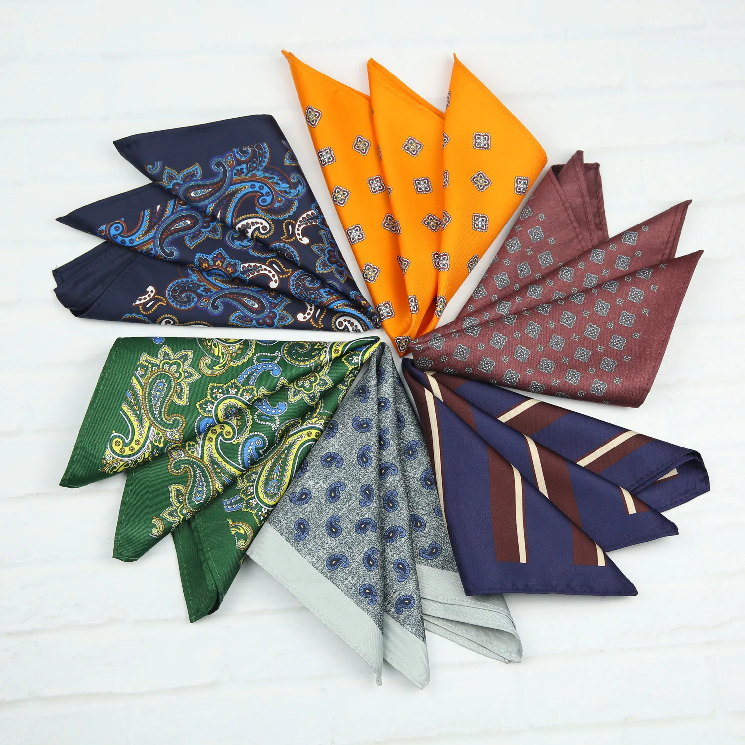 2026 New Soft Pocket Square Simulated Silk Paisley Striped Printed Handkerchief Wedding Party Suit Accessories Preppy Chic Hanky
