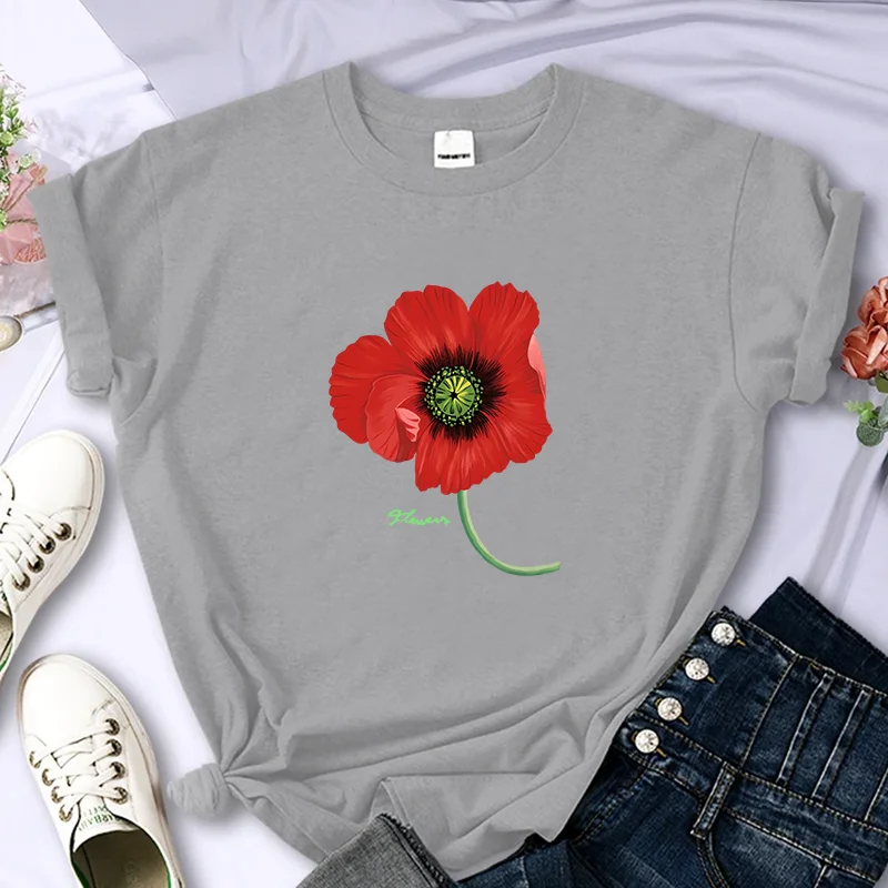 Luxury Brand Flower For Women\'s High-Quality Summer Printing T-shirt 100% Cotton Casual Oversized Y2k Personality Sleeve O-neck