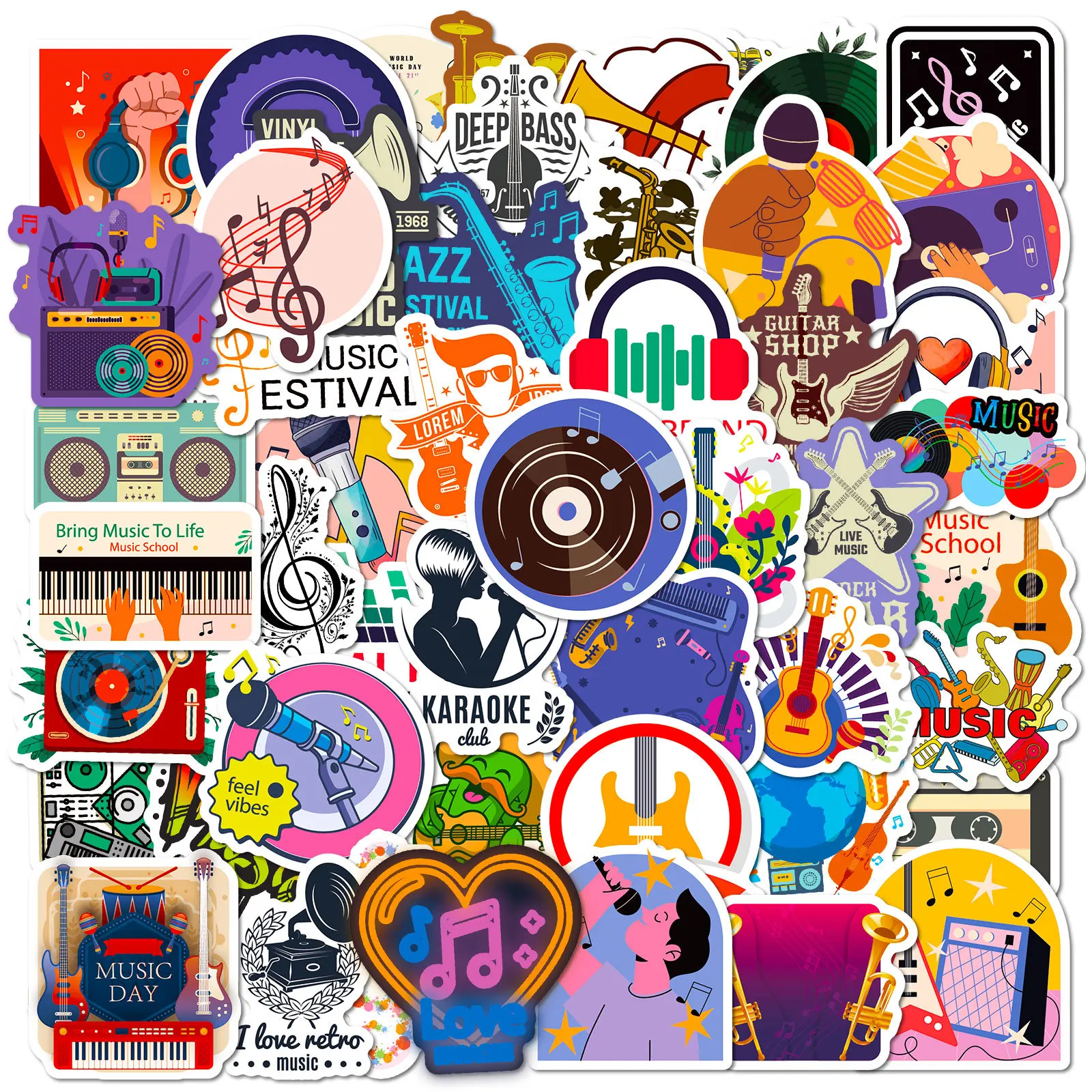 10/25/50pcs Cool Graffiti Mixed Music Stickers for DIY Rock Roll Phone Laptop Guitar Travel Luggage Bottle Skateboard Helmet