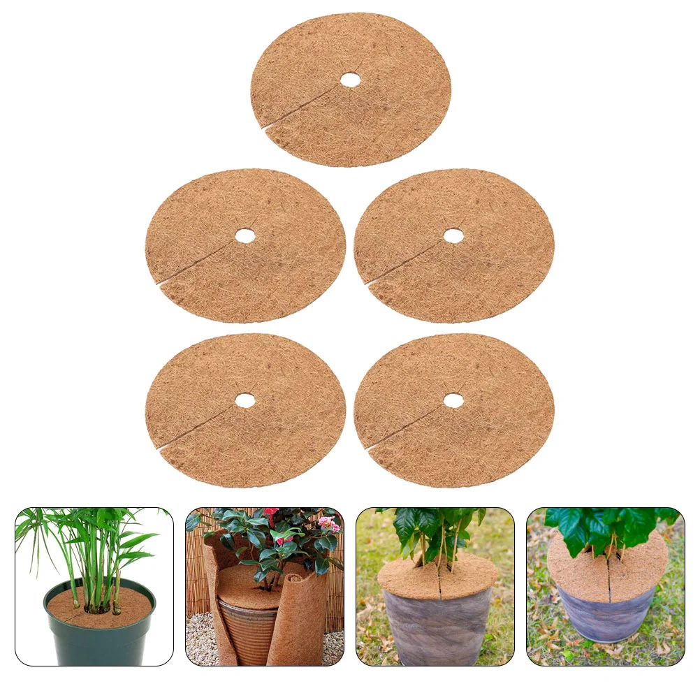 

5 Pcs Coconut Palm Gasket Durable Mulch Round Anti- Ring Coir Fiber Tree Rings Plants