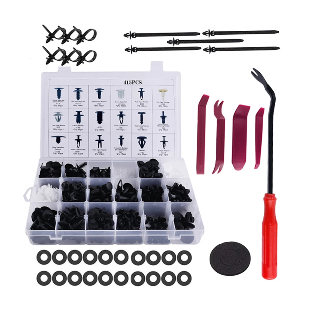 

Auto Bumper Retainer Clips Car Plastic Rivets Fasteners Push Retainer Clips Kit Mix Sizes Door Trim Panel Fender Parts Tool Set