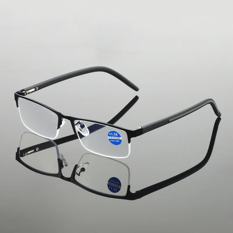 Classic Half Frame Reading Glasses Men Women Fashion Rectangle Presbyopic Eyeglasses Business Hyperopia Anti Blue Light Glasses