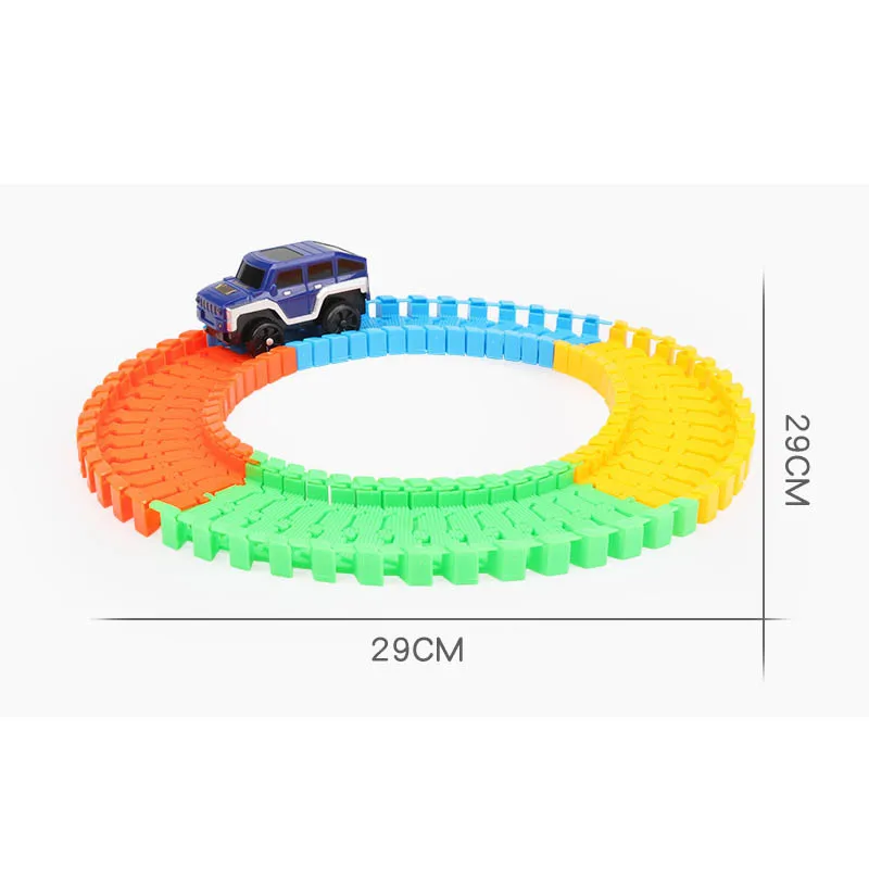 Auto ferroviaria elettrica fai da te assemblare set da corsa universale auto da pista giocattolo puzzle per auto ferroviaria educativa flessibile per regalo per bambini