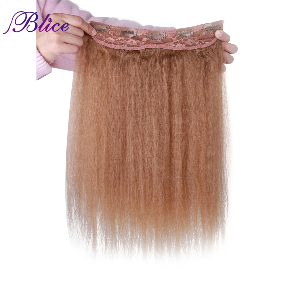 Blice Synthetic Yaki Straight Clip-in Hair Pieces Cute Accessories Kanekalon Hair Extensions Pure Color 18-24inch For Women