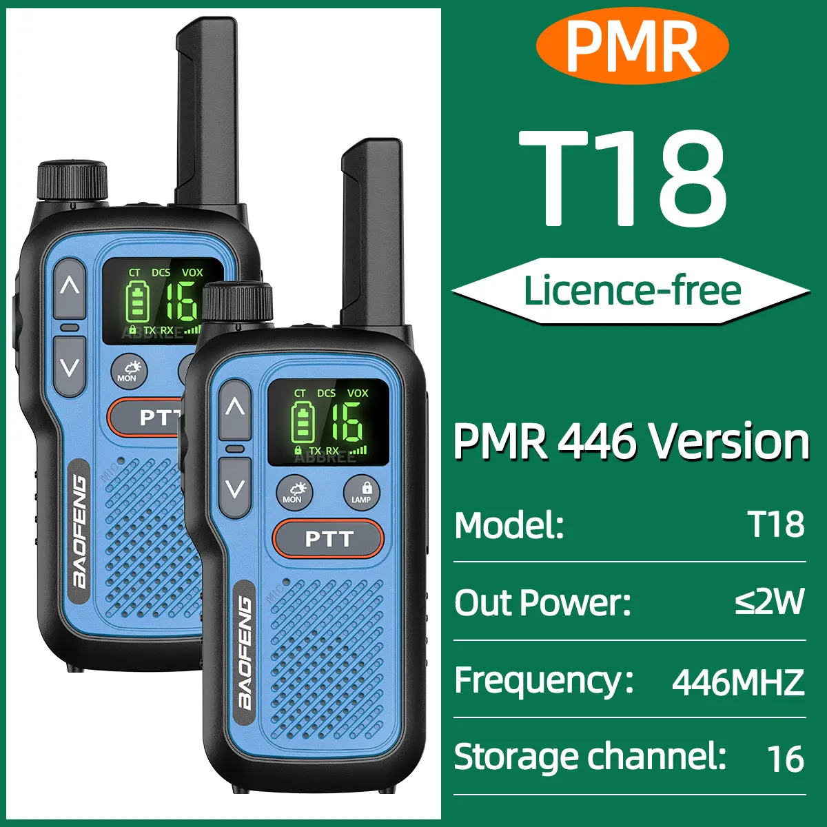 2PCS Baofeng BF-T18 Mini Dual PTT Walkie Talkies PMR FRS NOAA Tragbare Taschenlampe VOX Long Range Zwei Weg Radio für Jagd reise 4
