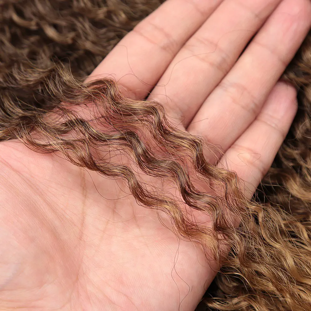 20 بوصة الاصطناعية البرازيلي الضفائر Crocet الشعر لينة أومبير مارلي وصلات شعر ياكي غريب مجعد الكروشيه الشعر للنساء السود